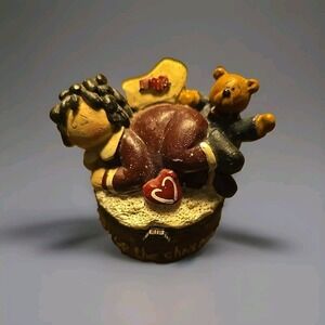 Trinket Box‎ WITH METAL CLASP "LIGHT UP THE CHRISTMAS SPIRIT" TEDDY BEAR Vintage
